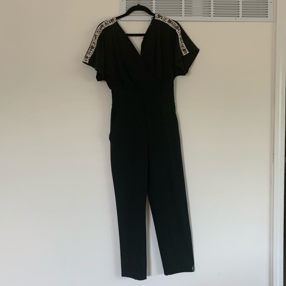 Zara Pants & Jumpsuits Zara Black Jumpsuit With Embroidered